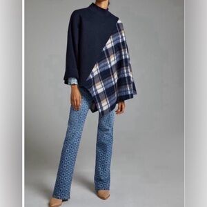 Anthropologie Pilcro Mixed Plaid
Poncho One Size Navy
